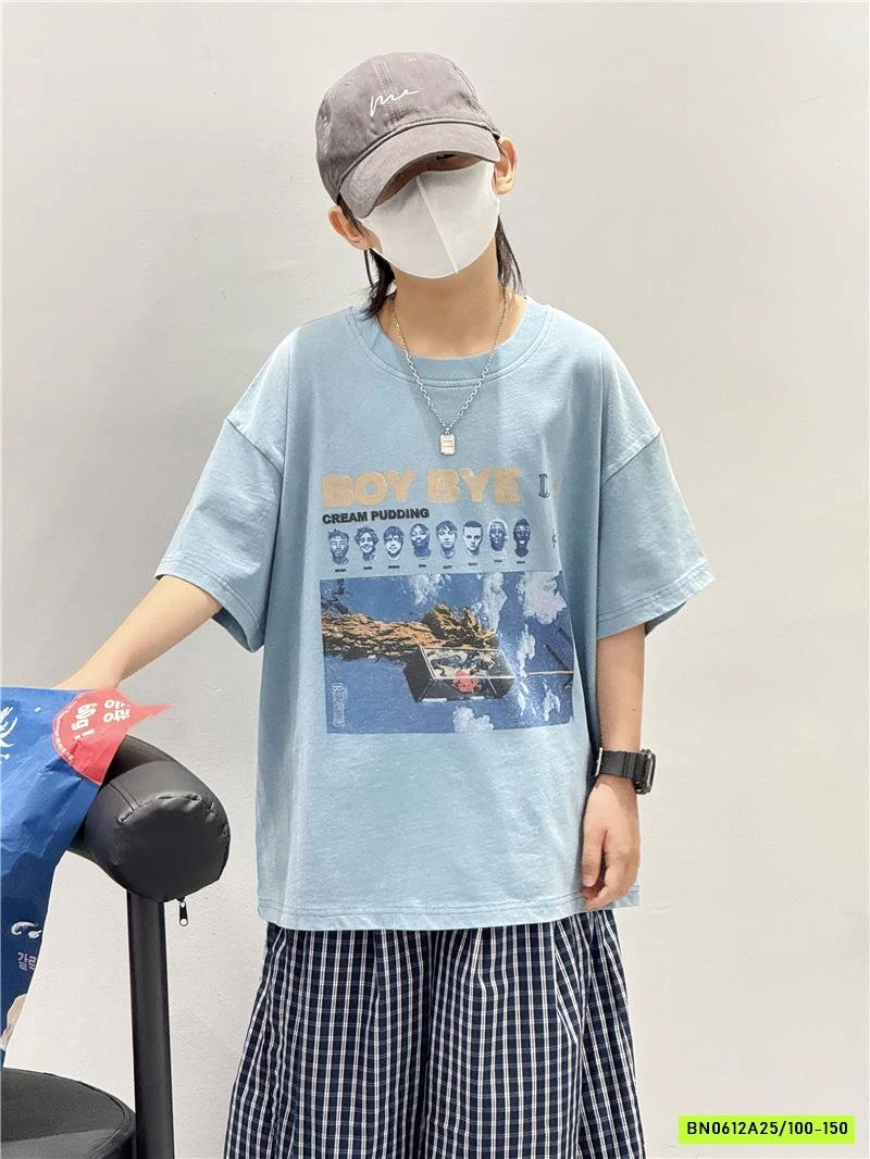 ÁO THUN XANH IN HÌNH