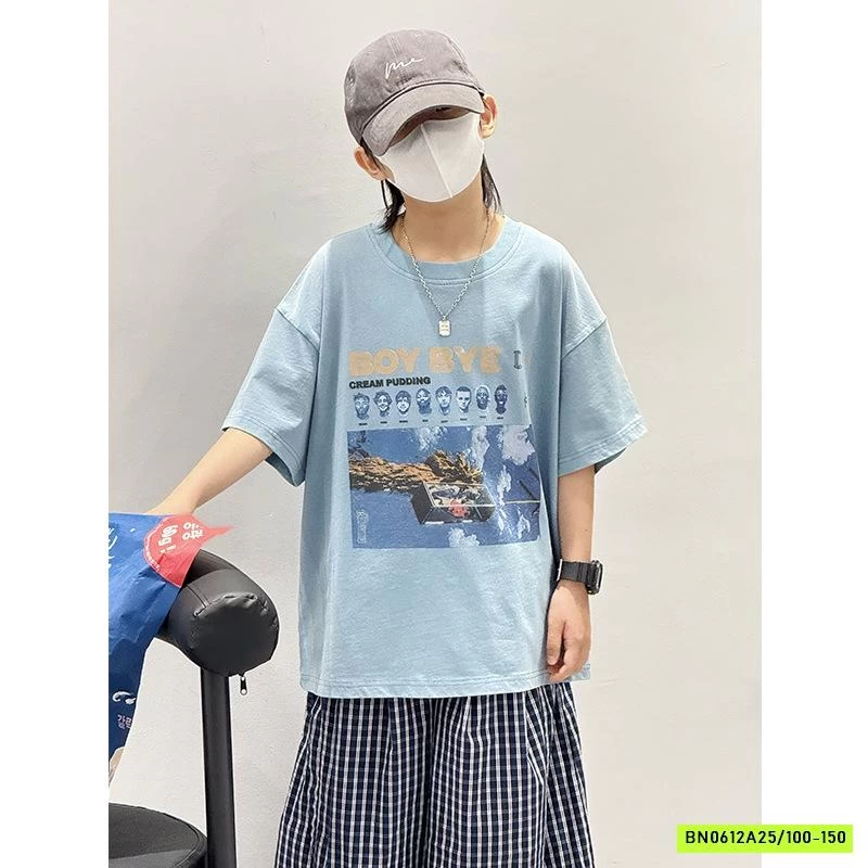 ÁO THUN XANH IN HÌNH