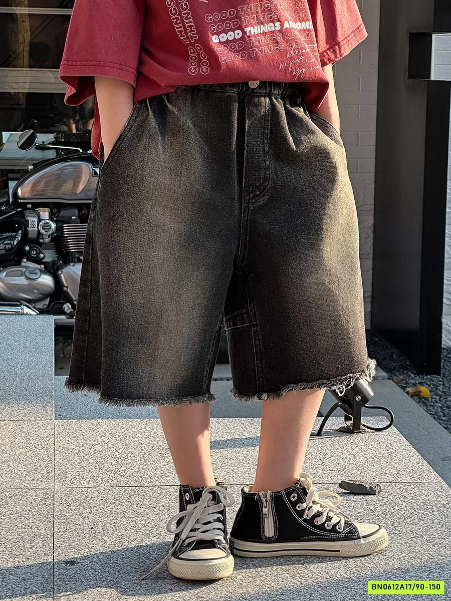 SHORT JEANS ĐEN RÁCH BẠC MÀU