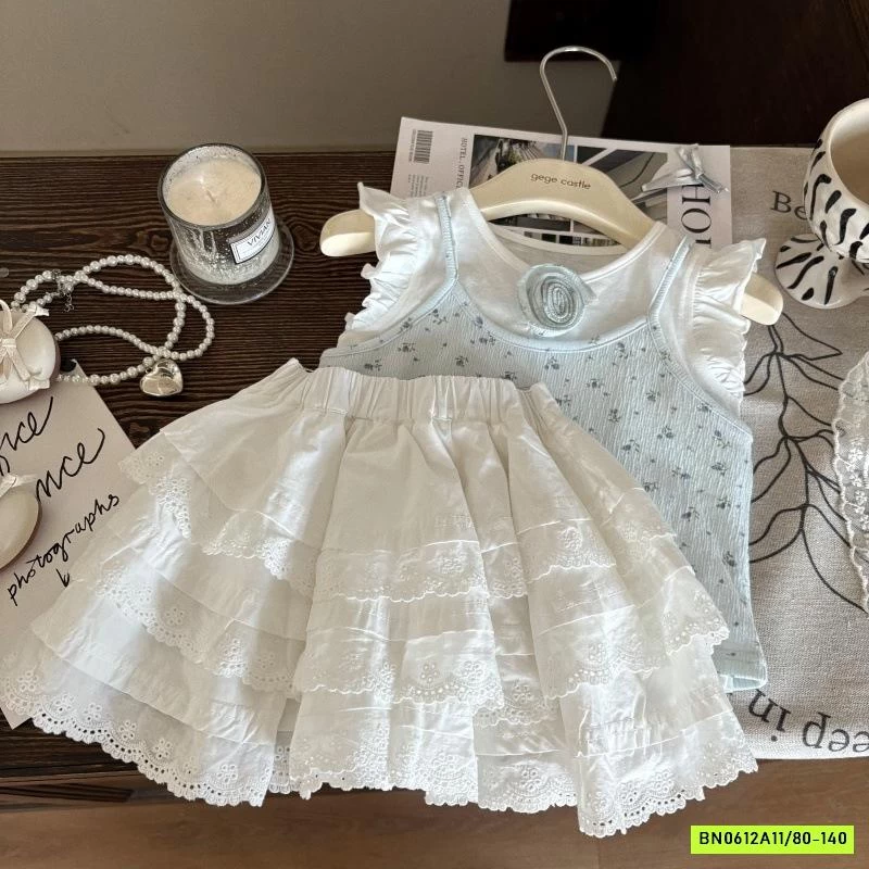 ÁO CÁNH TIÊN HOA NHÍ MIX CV TRẮNG