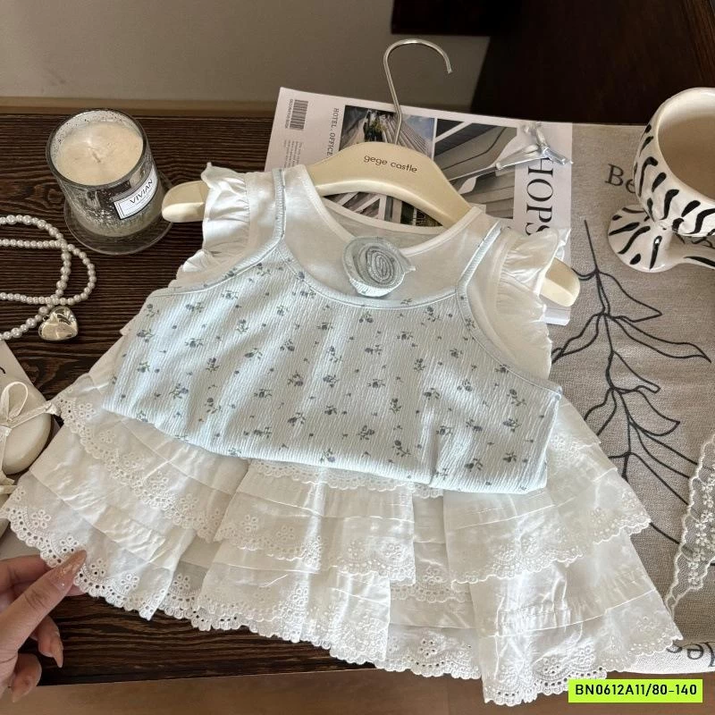 ÁO CÁNH TIÊN HOA NHÍ MIX CV TRẮNG