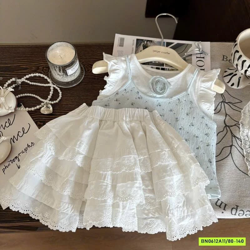 ÁO CÁNH TIÊN HOA NHÍ MIX CV TRẮNG