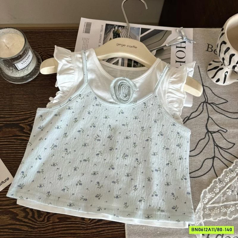 ÁO CÁNH TIÊN HOA NHÍ MIX CV TRẮNG