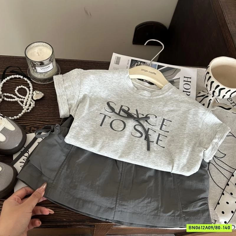 ÁO THUN NƠ MIX CV XÁM