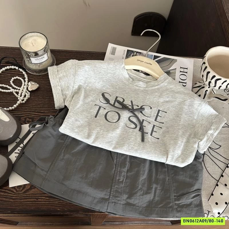 ÁO THUN NƠ MIX CV XÁM