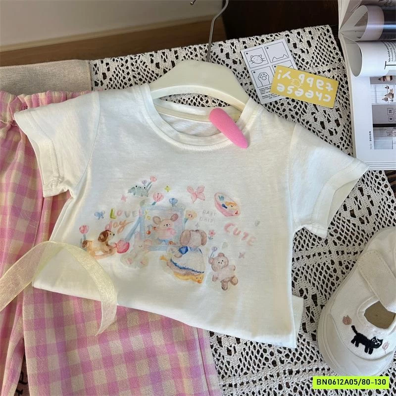 ÁO IN HÌNH MIX QUẦN CARO HỒNG