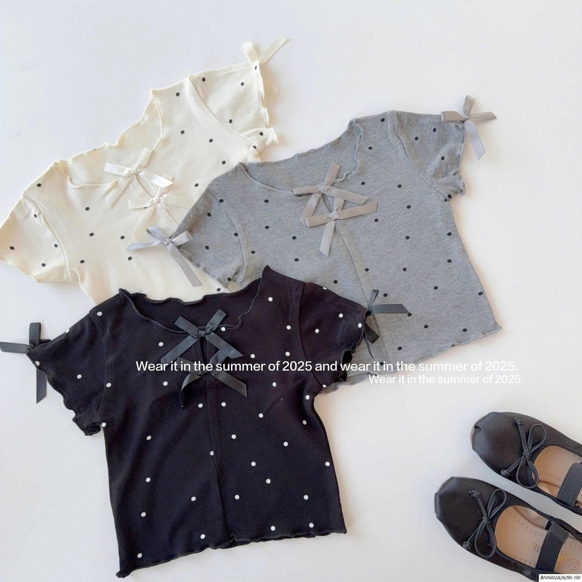 CROPTOP CHẤM BI TAG NƠ T&QKIDS