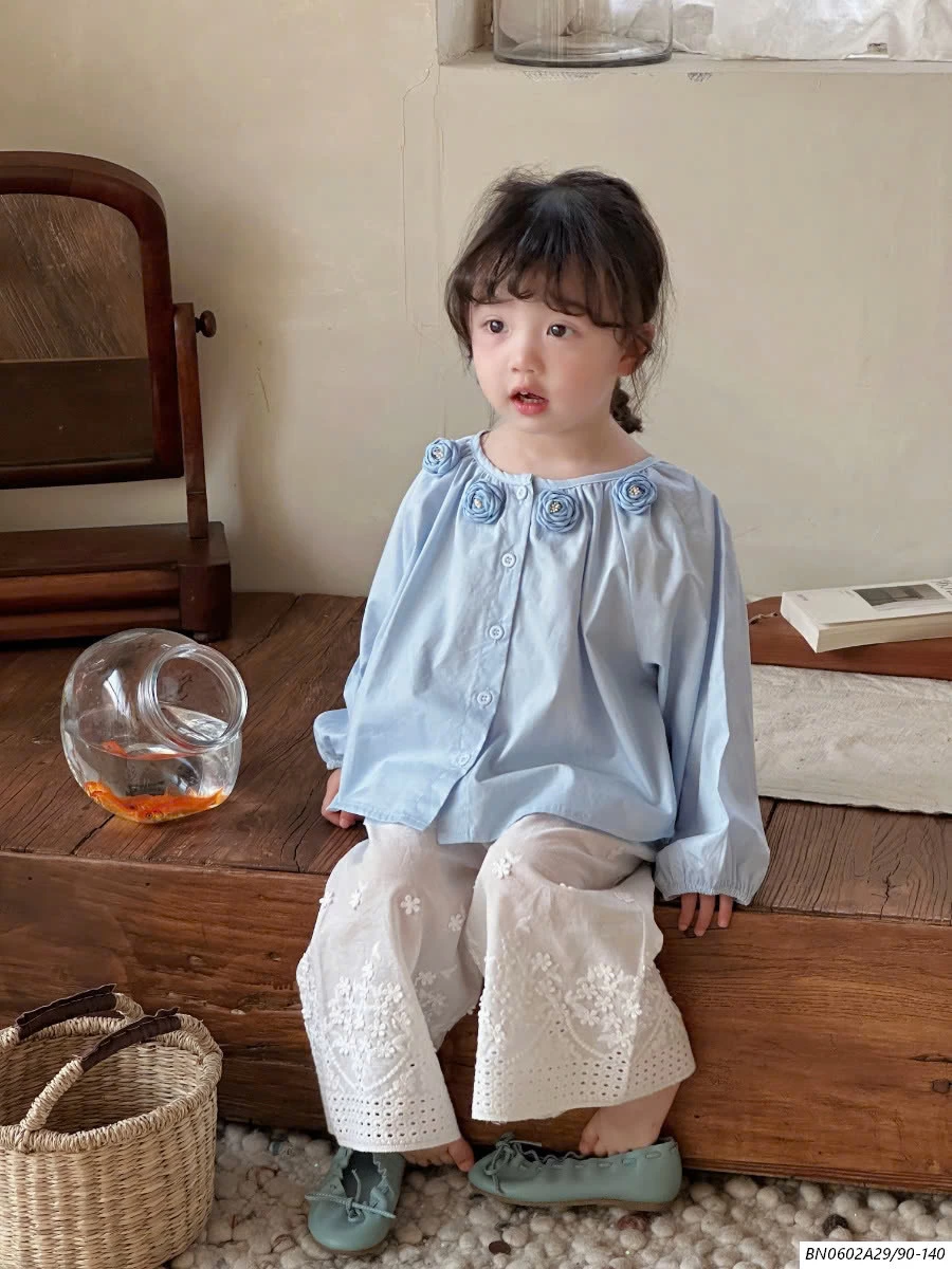 SƠ MI XANH MIX QUẦN SUÔNG TRẮNG