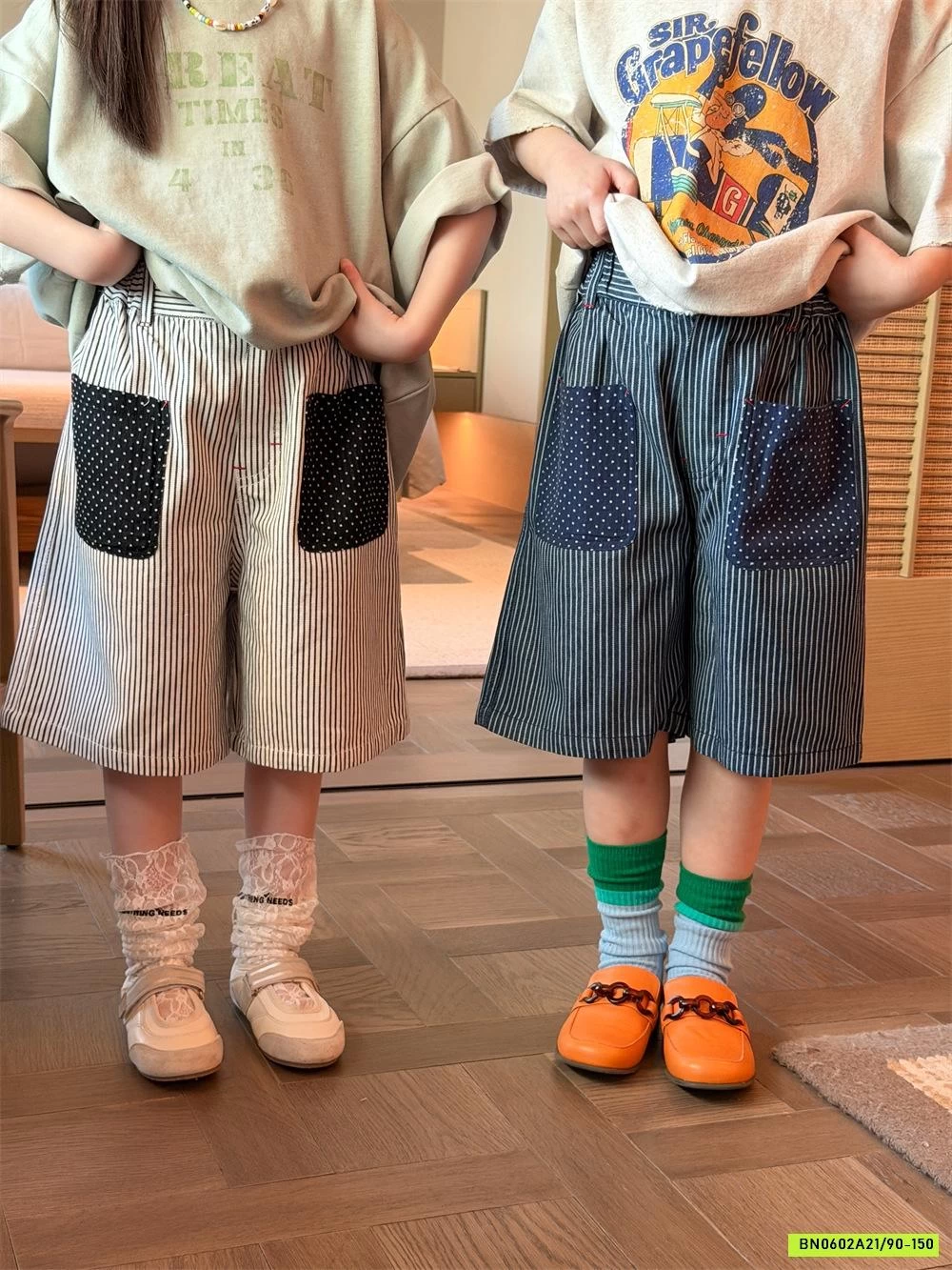 SHORT LỬNG KẺ SỌC PHỐI MÀU TÚI