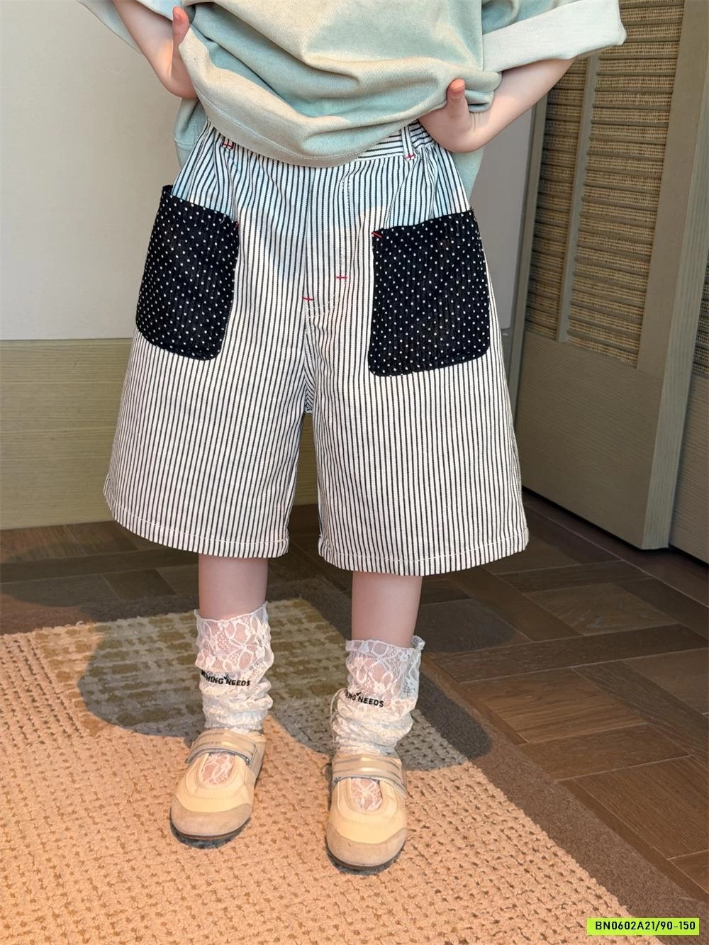 SHORT LỬNG KẺ SỌC PHỐI MÀU TÚI