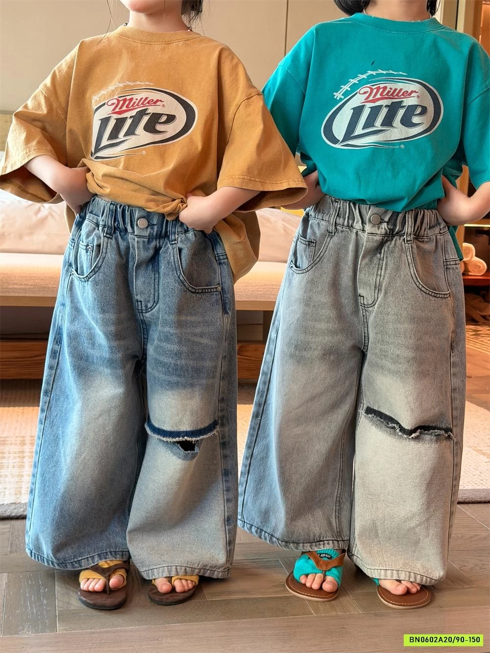 JEANS ỐNG SUÔNG RÁCH GỐI