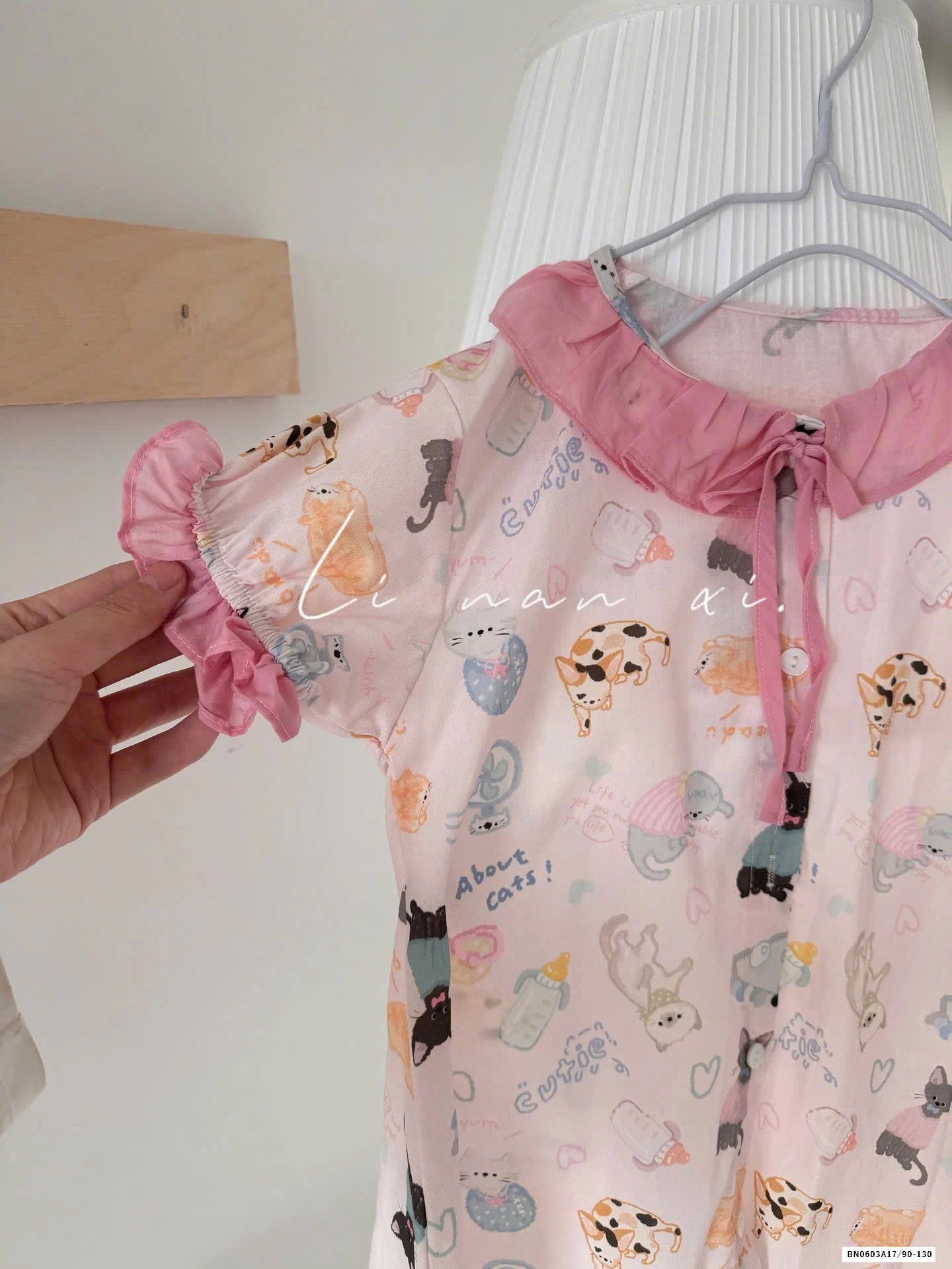 VÁY HỒNG TAY LỬNG  NHÀ LINANXI