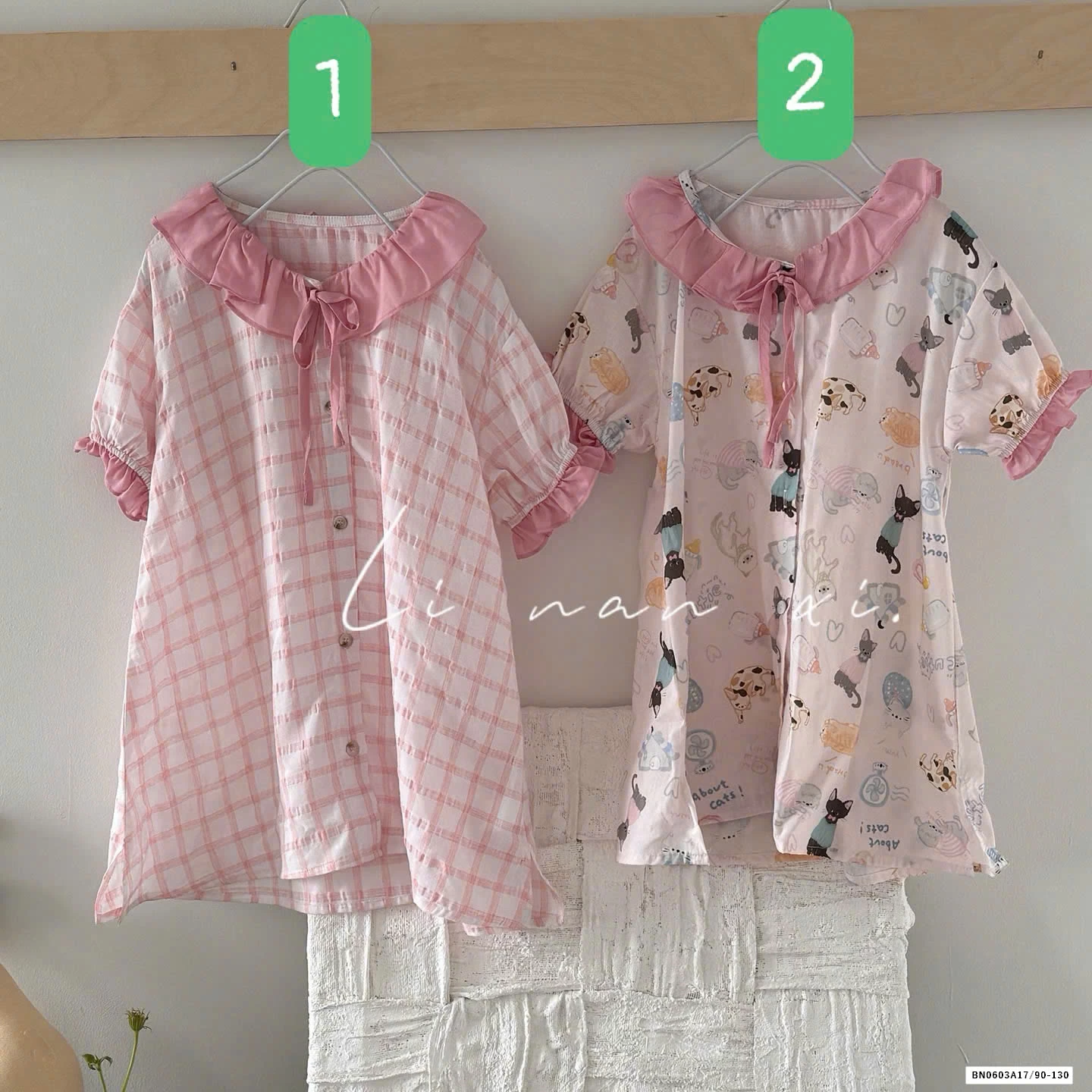 VÁY HỒNG TAY LỬNG  NHÀ LINANXI