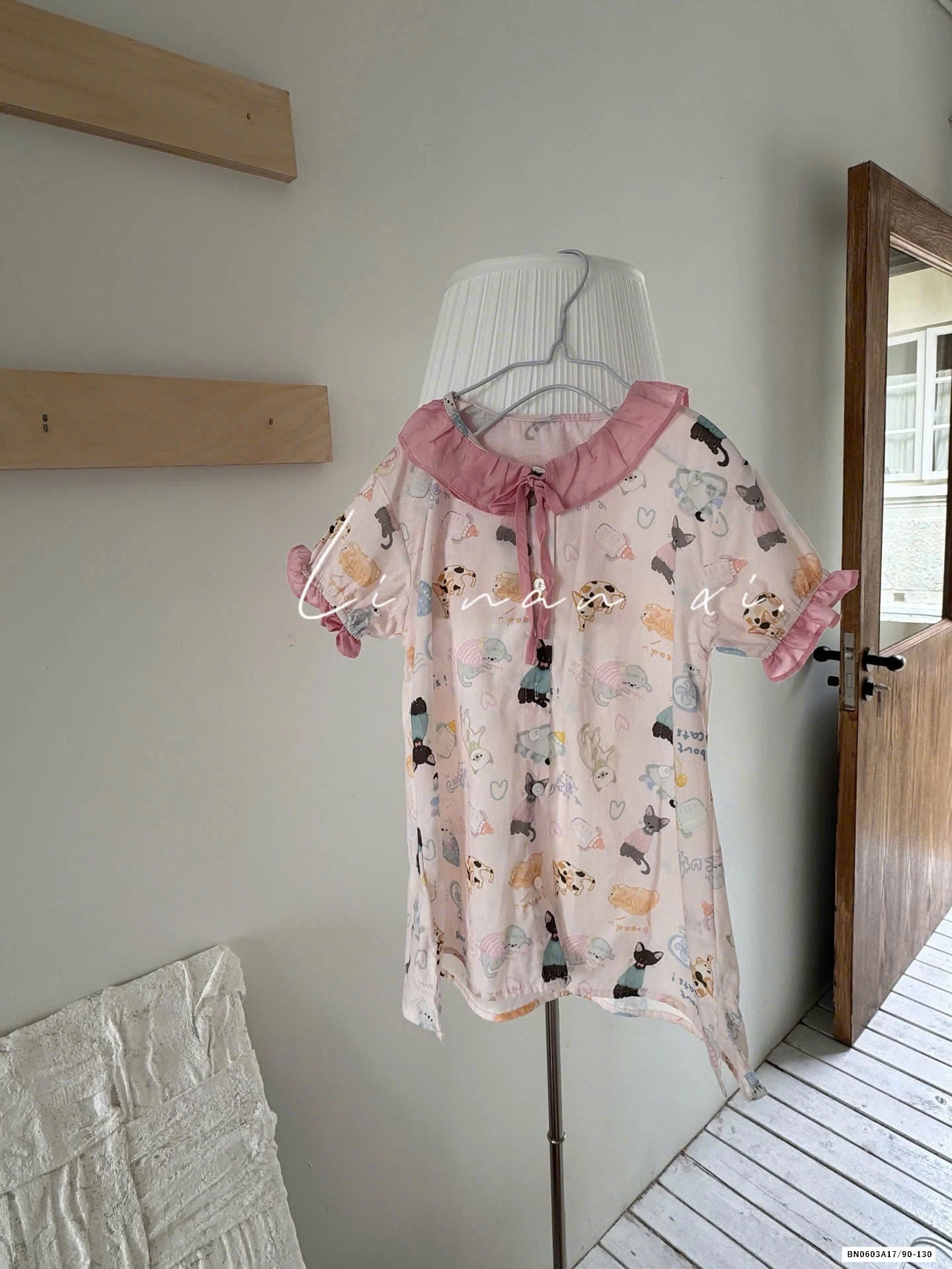 VÁY HỒNG TAY LỬNG  NHÀ LINANXI