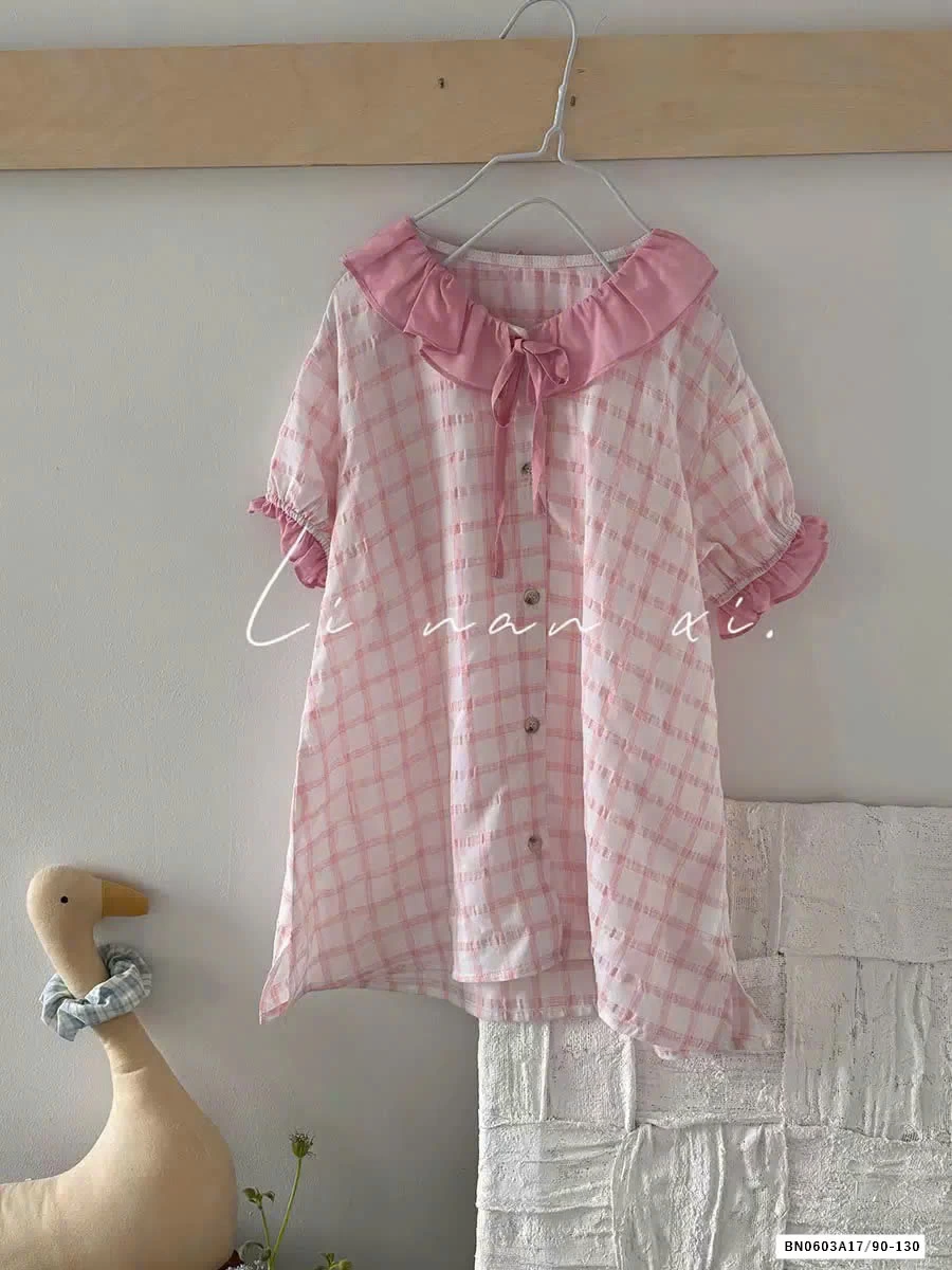 VÁY HỒNG TAY LỬNG  NHÀ LINANXI