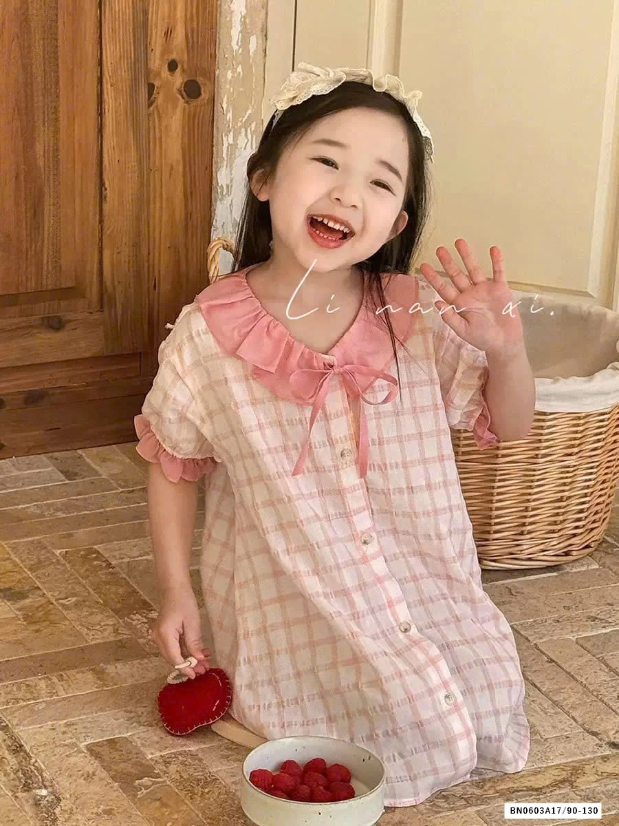 VÁY HỒNG TAY LỬNG  NHÀ LINANXI