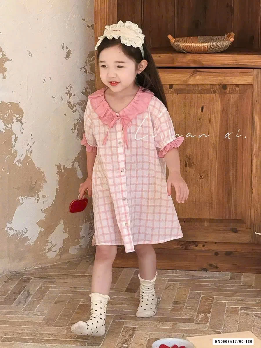 VÁY HỒNG TAY LỬNG  NHÀ LINANXI