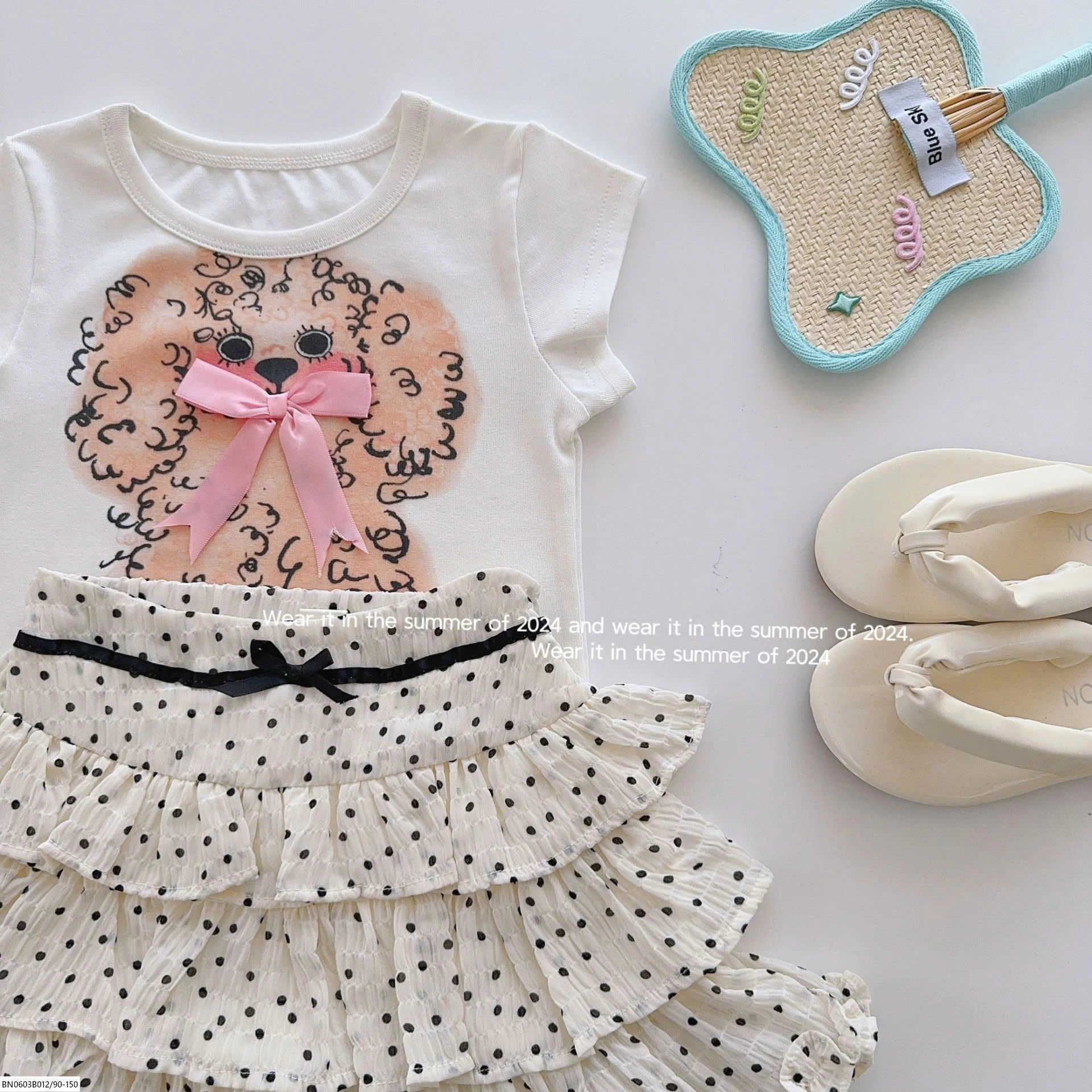 SÉT CHÂN VÁY XẾP LY MIX ÁO THUN CÚN   T&Q