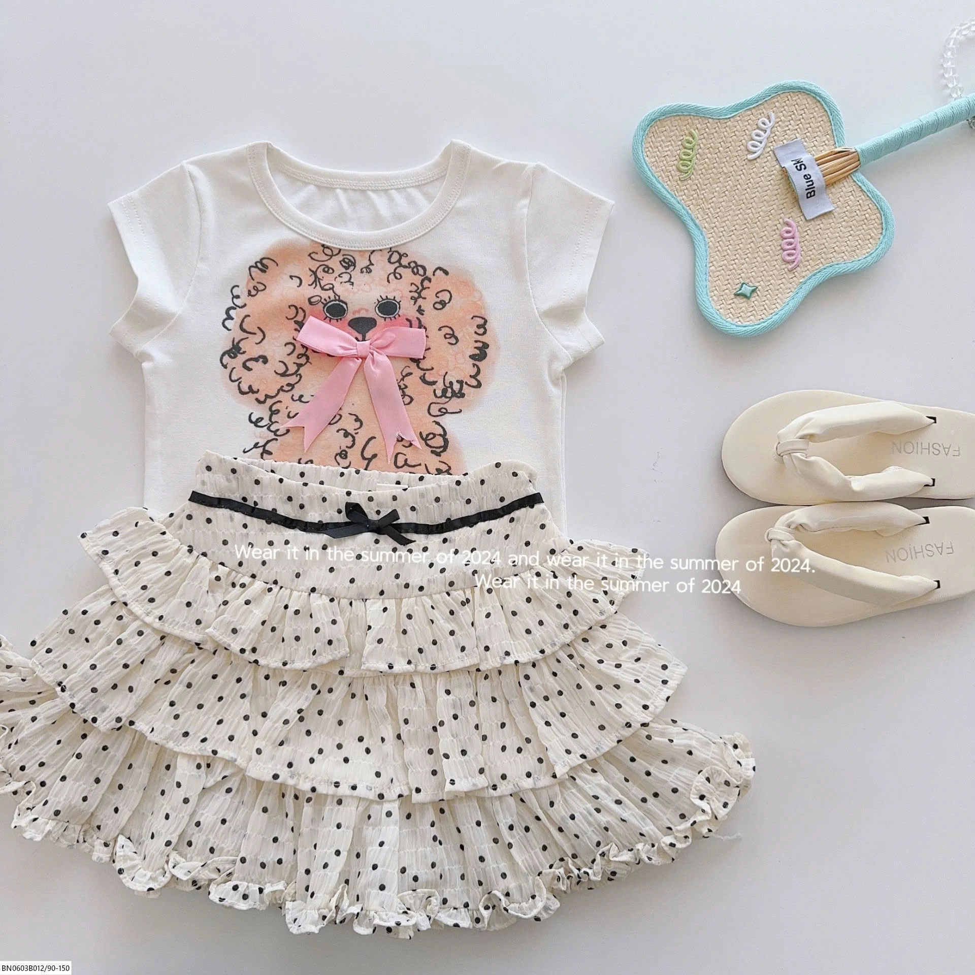 SÉT CHÂN VÁY XẾP LY MIX ÁO THUN CÚN T&Q