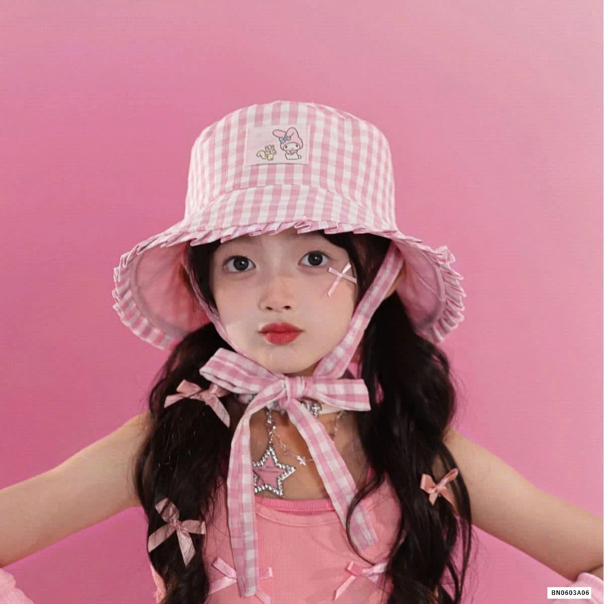 MŨ BÈO CARO DÂY BUỘC 2 MẶT