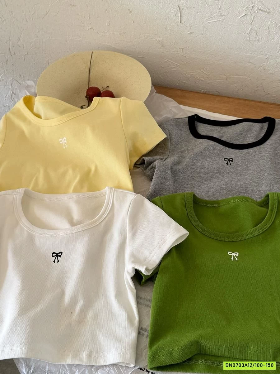 CROPTOP CỔ VUÔNG THÊU NƠ YUKIDS