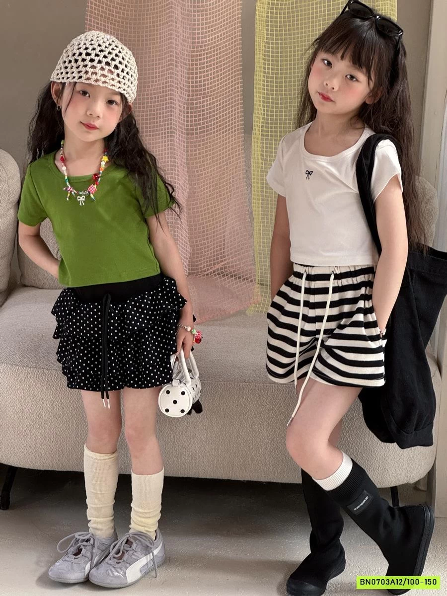 CROPTOP CỔ VUÔNG THÊU NƠ YUKIDS