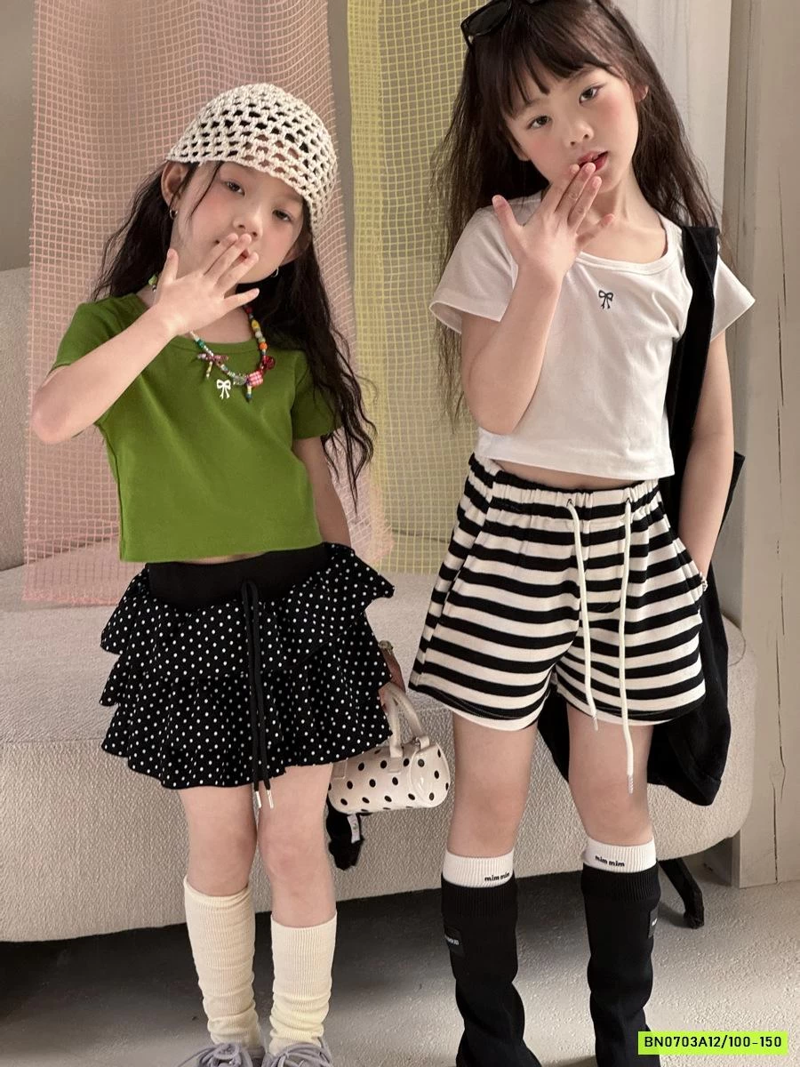 CROPTOP CỔ VUÔNG THÊU NƠ YUKIDS