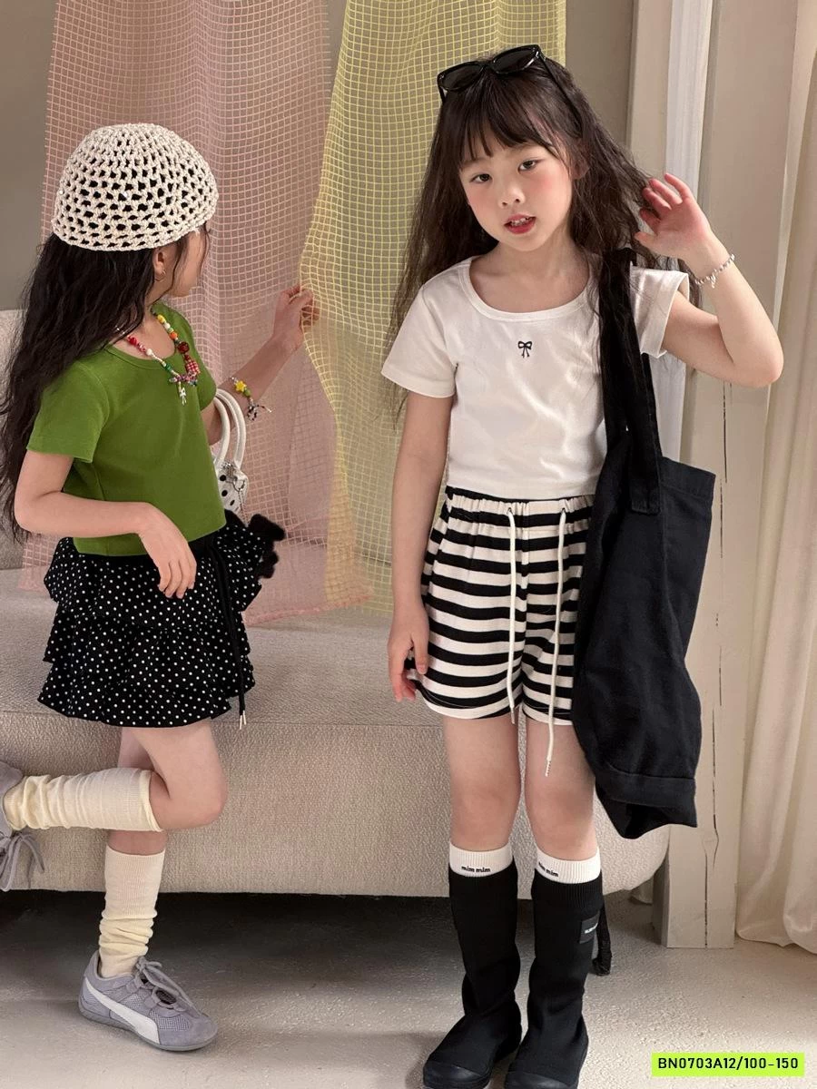 CROPTOP CỔ VUÔNG THÊU NƠ YUKIDS