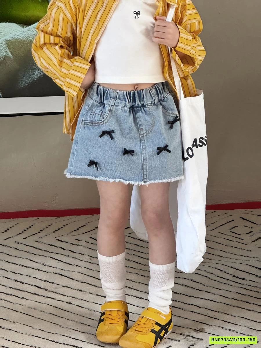 CHÂN VÁY JEANS GẮN NƠ YUKIDS