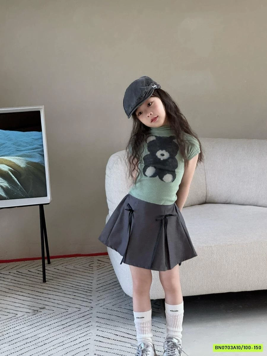 CHÂN VÁY XẾP LY NỮ SINH XÁM YUKIDS