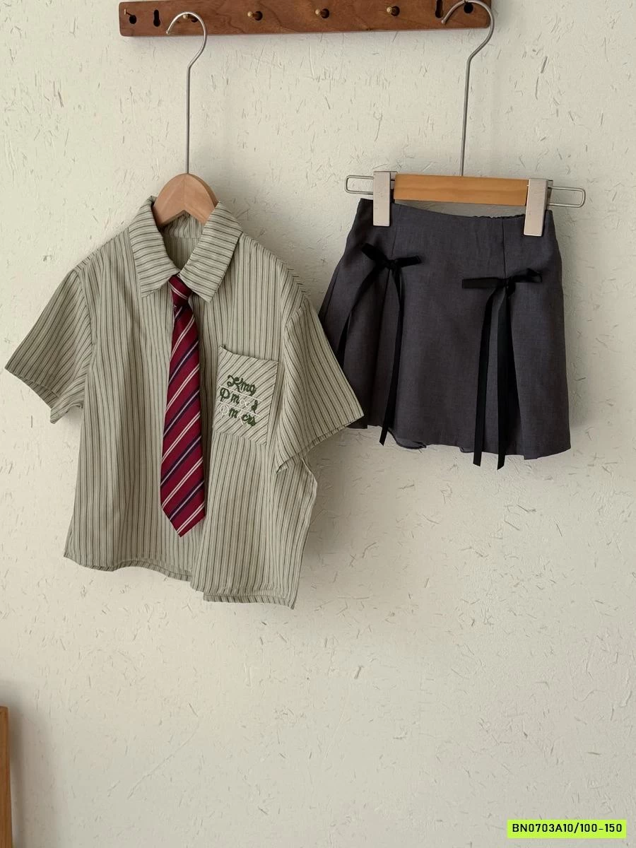 CHÂN VÁY XẾP LY NỮ SINH XÁM YUKIDS