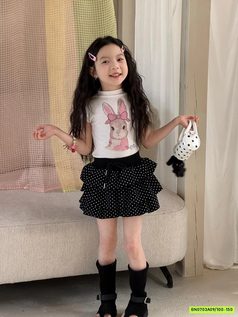 CHÂN VÁY XẾP TẦNG CHẤM BI YUKIDS