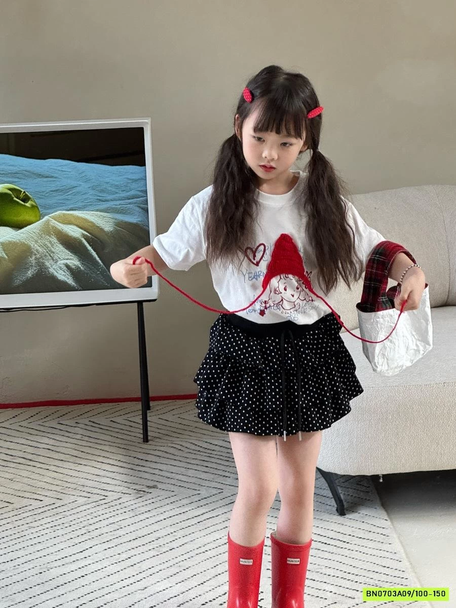 CHÂN VÁY XẾP TẦNG CHẤM BI YUKIDS