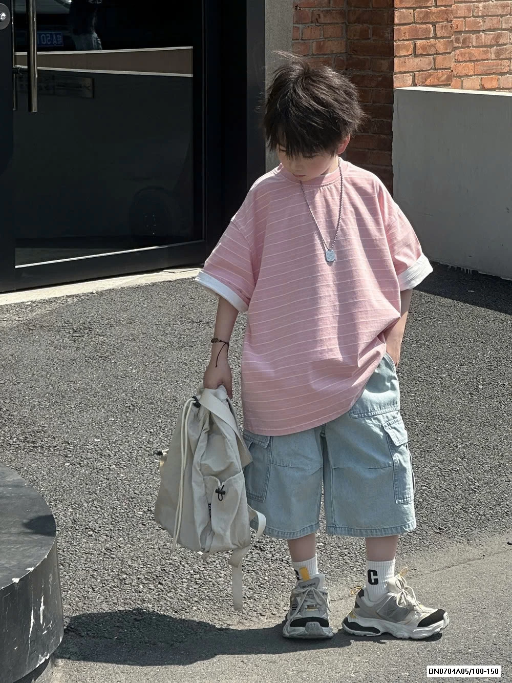 ÁO HỒNG KẺ MIX SHORT JEANS