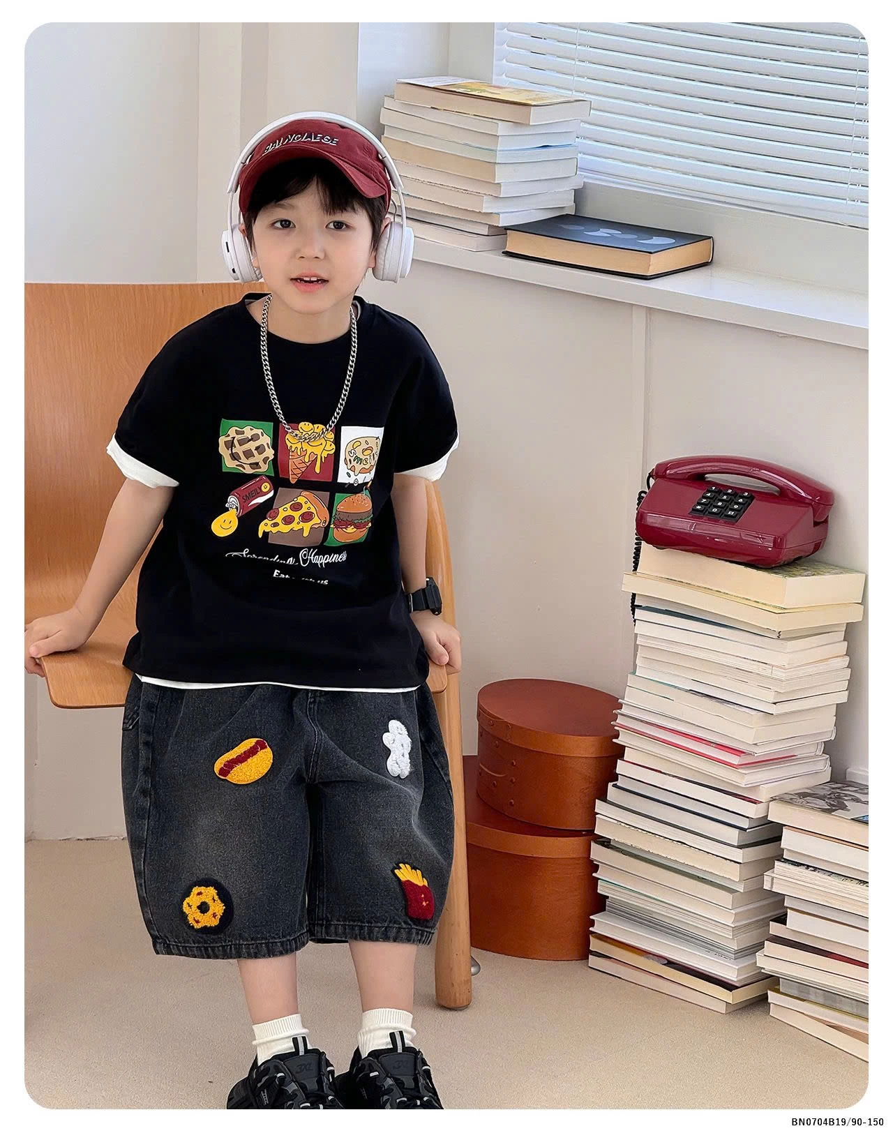 SÉT ÁO THUN MIX QUẦN JEAN ĐỒ ĂN NHANH  AOAOKID