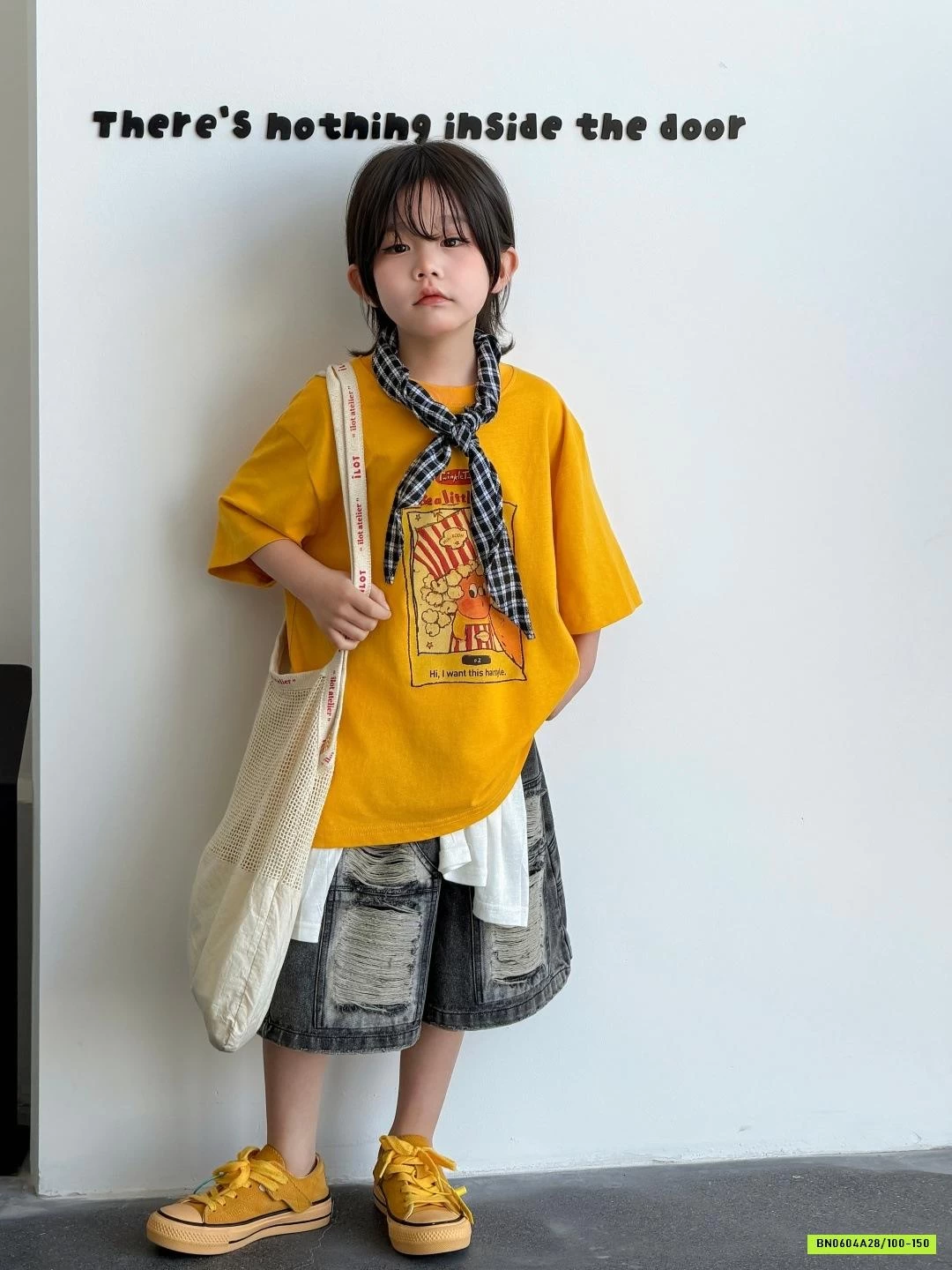 ÁO CAM MIX SHORT JEANS RÁCH