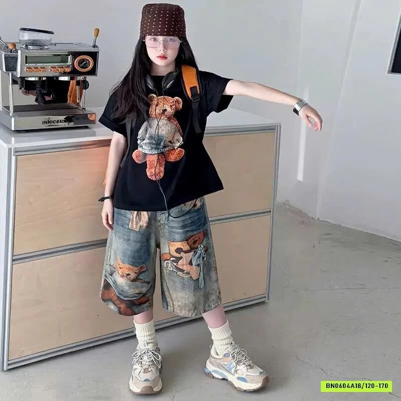 SÉT ÁO PHÔNG MIX JEANS GẤU