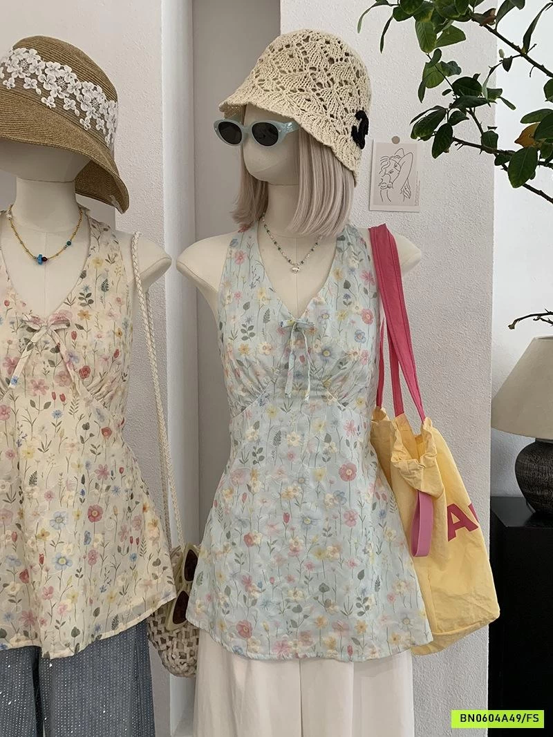 ÁO BABYDOLL THÊU HOA CỔ YẾM