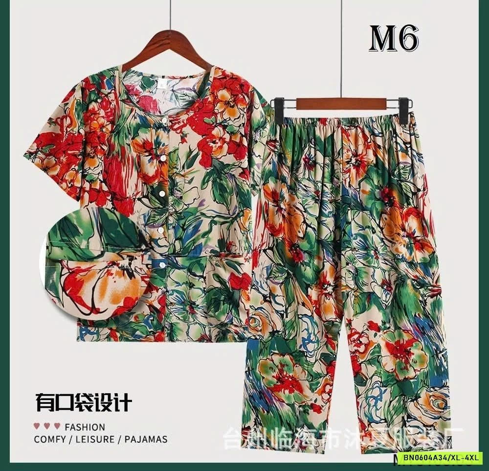 BỘ MẶC NHÀ HOẠ TIẾT HOA TRUNG NIÊN