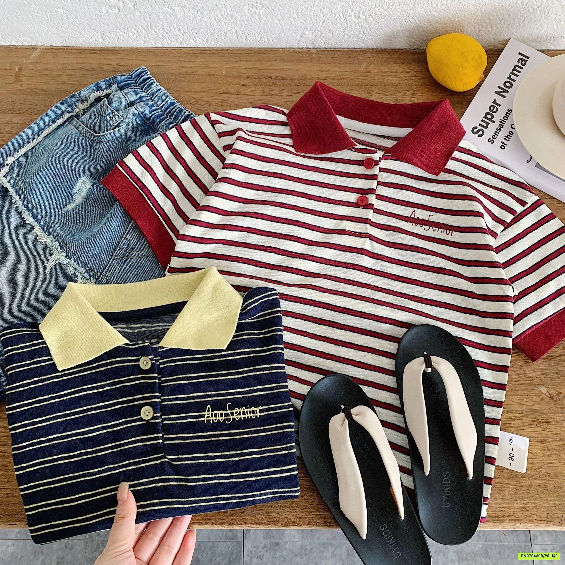 POLO KẺ NGANG PHỐI MÀU CỔ