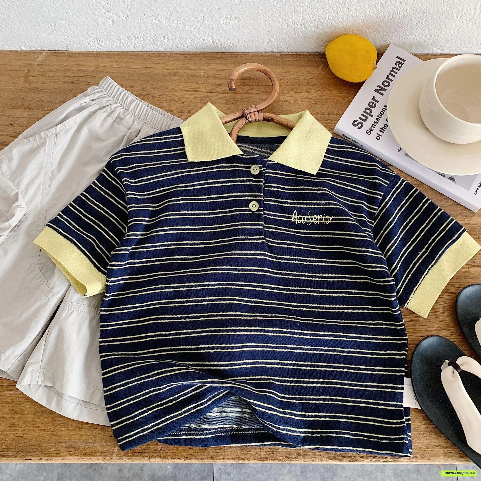 POLO KẺ NGANG PHỐI MÀU CỔ