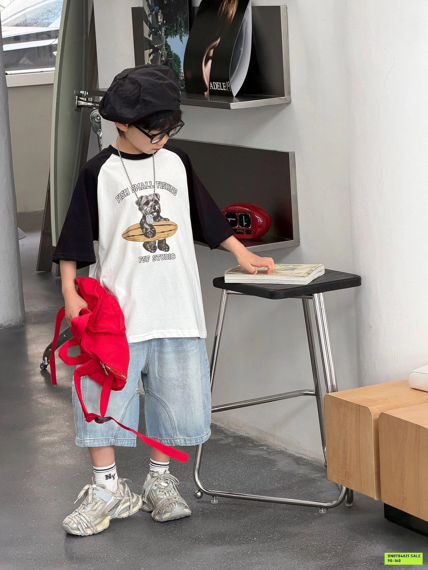 ÁO THUN GẤU PHỐI TAY ĐEN FANSHU