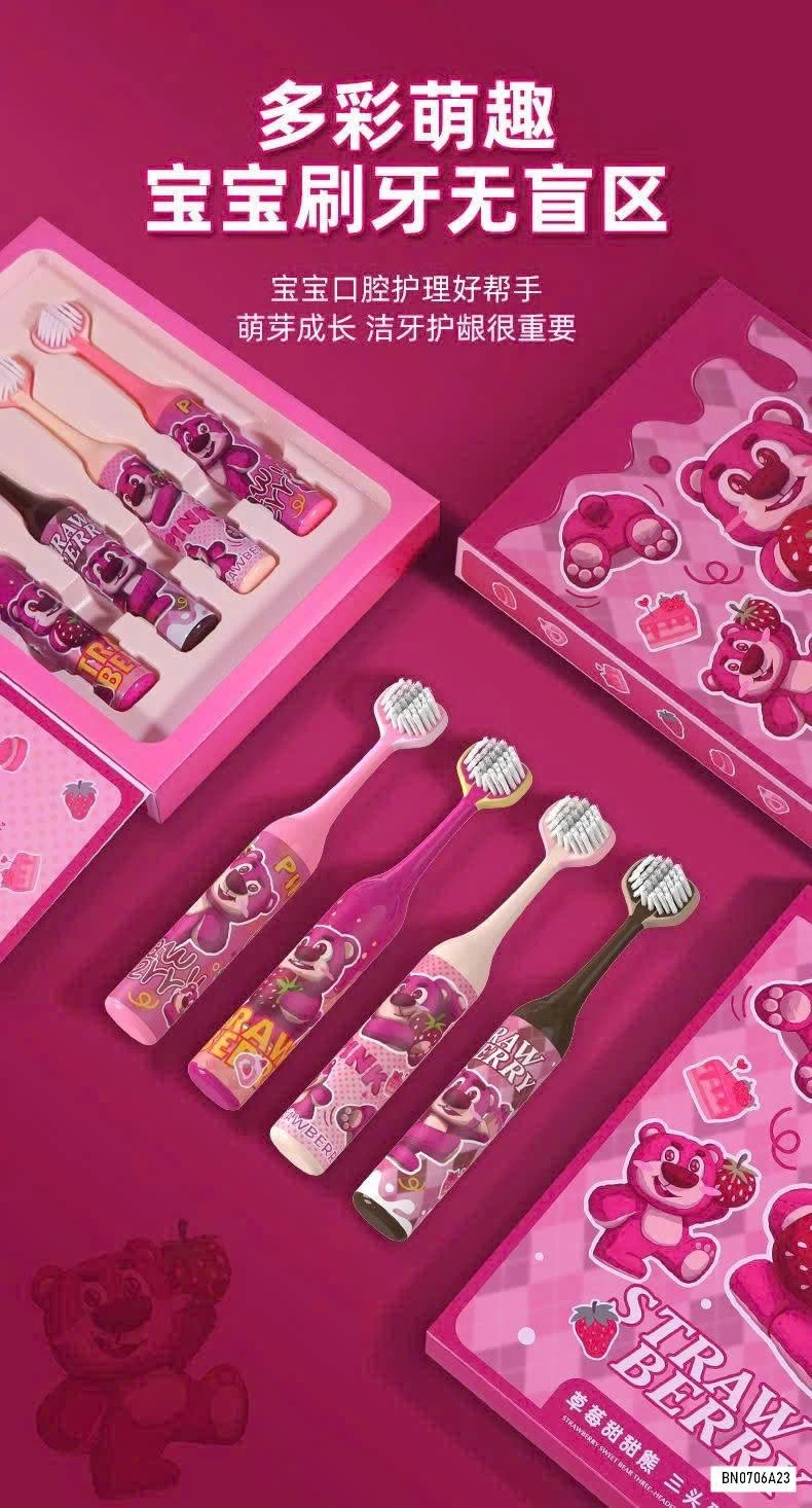 SÉT 4 BÀN CHẢI 360 ĐỘ GẤU DÂU