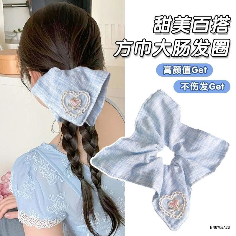 SÉT 4 DÂY BUỘC TÓC GIẢ KHĂN VINTAGE