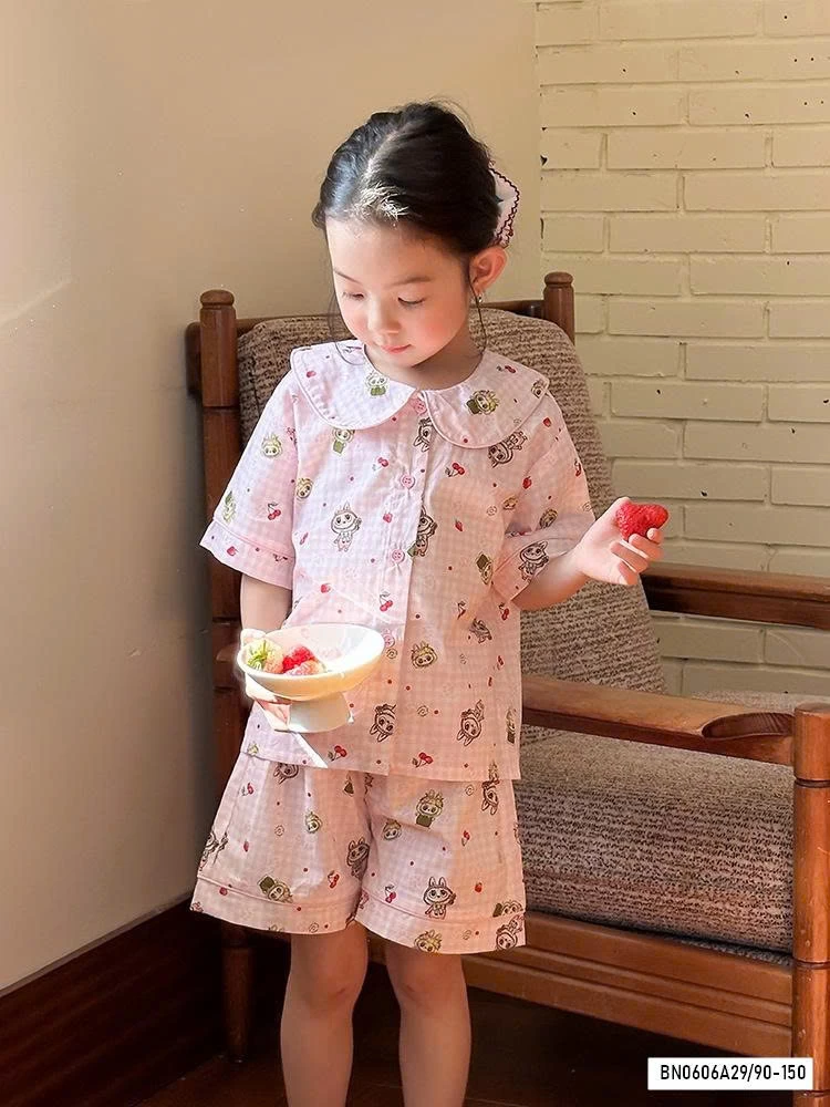 PIZAMA THÔ MỀM CỔ SEN