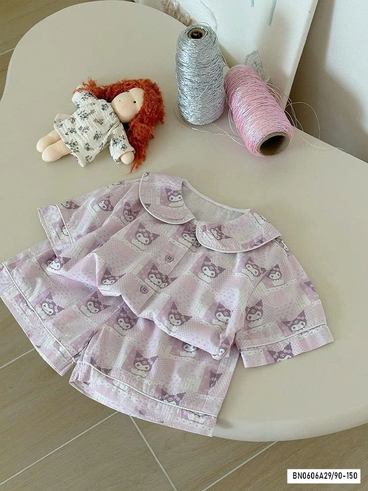 PIZAMA THÔ MỀM CỔ SEN