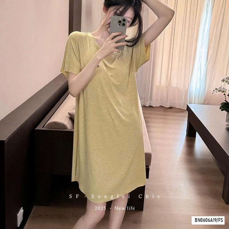 ĐẦM/BỘ NGỦ THUN GÂN THÊU TRÁI TIM