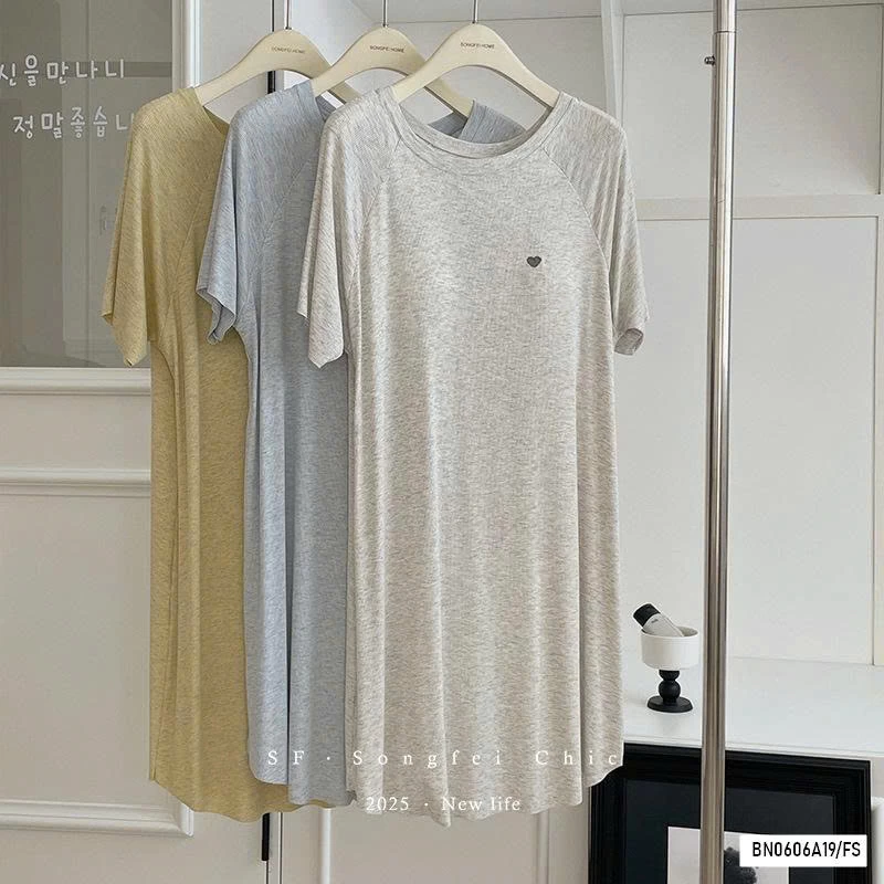 ĐẦM/BỘ NGỦ THUN GÂN THÊU TRÁI TIM