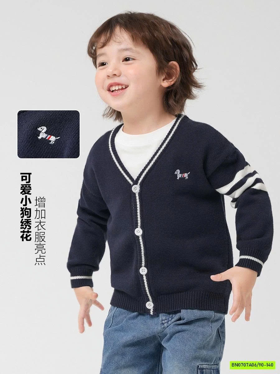 CARDIGAN LEN SỌC TAY LOGO CÚN