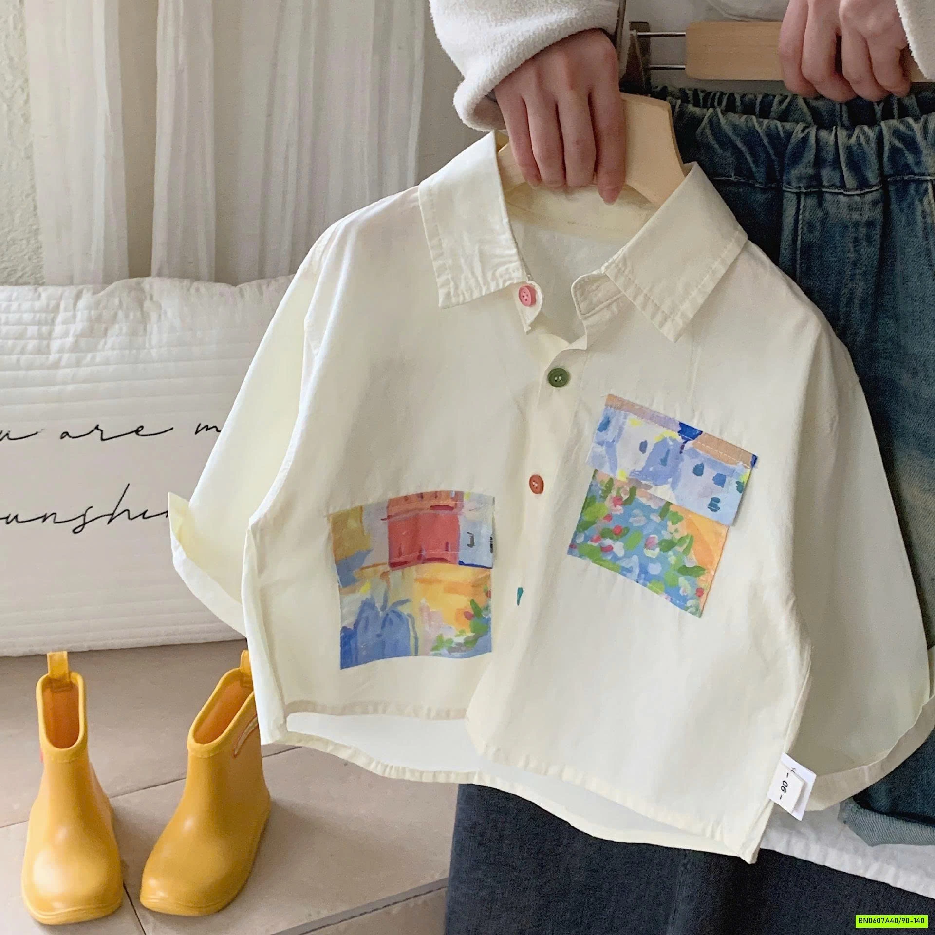 SƠ MI TÚI NGỰC IN TRANH VẼ